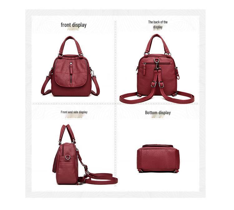 Women's Versatile PU Leather Backpack - Large Capacity Casual Handbag Schoolbag