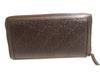Authentic GUCCI GG Dark Brown Leather Round Zip Wallet #a735  Refurbished