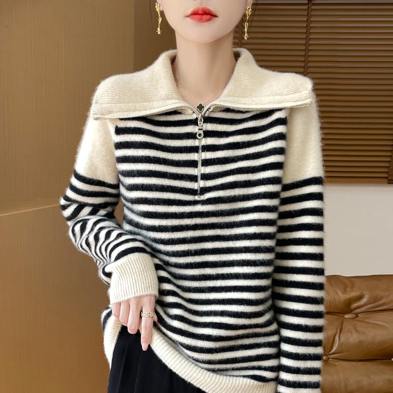 Dámský kašmírový svetr Qinghe kašmír 30% kašmír 70% vlna Dámský podzimní a zimní kašmírový svetr měkký a teplý