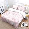 Swans Flowers Rainbows Pink Background Print Bedding Set 1Duvet Cover 2Pillowcases for Adult and Children Luxury Gift Full Size