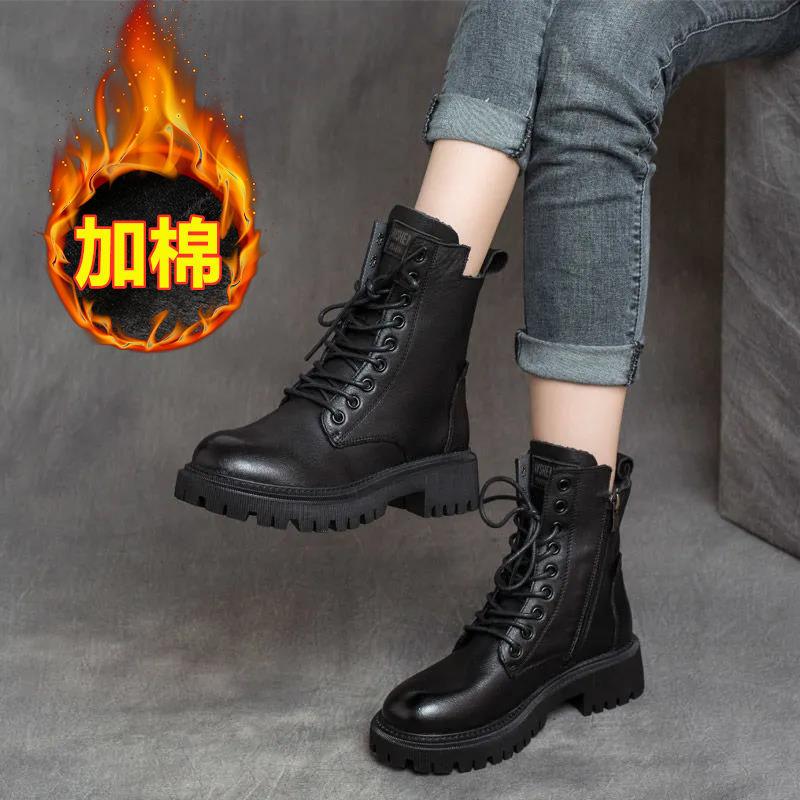 Martin boots women's short boots autumn and winter fleece thickened versatile platform boots tide