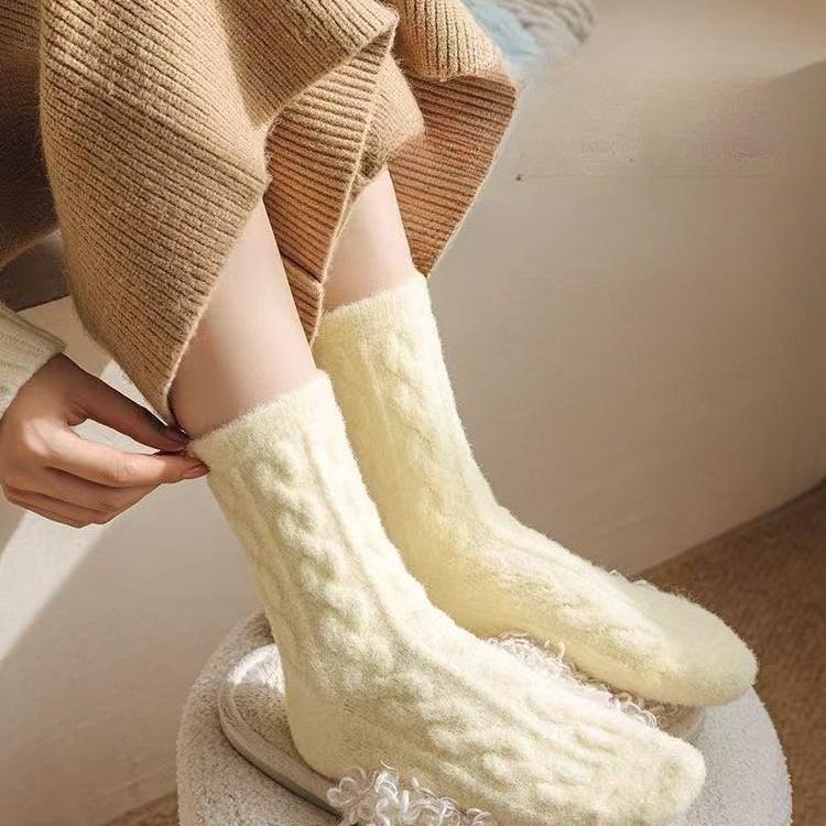 Women's Thickened Fleece Lined Socks, Autumn Winter Warm Fluffy Floor Socks, Cozy Plush Sleeping Home Socks