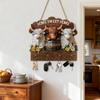 Key Holder For Wall 2D Flat Cow Key Rack With 4 Hooks Wood Bathroom Coat Hook For Hallway Bathroom Kitchen Closet Living Room