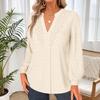 Women's Casual Long Sleeve V-Neck Blouse with Lace Trim, Color