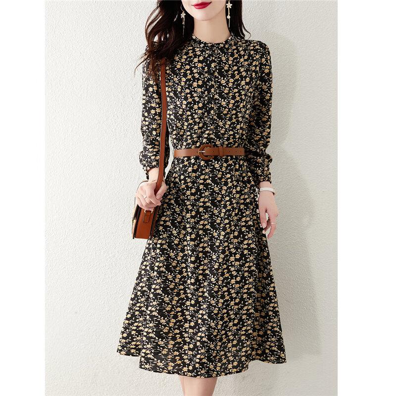 Elegant Belted Floral A-Line Dress