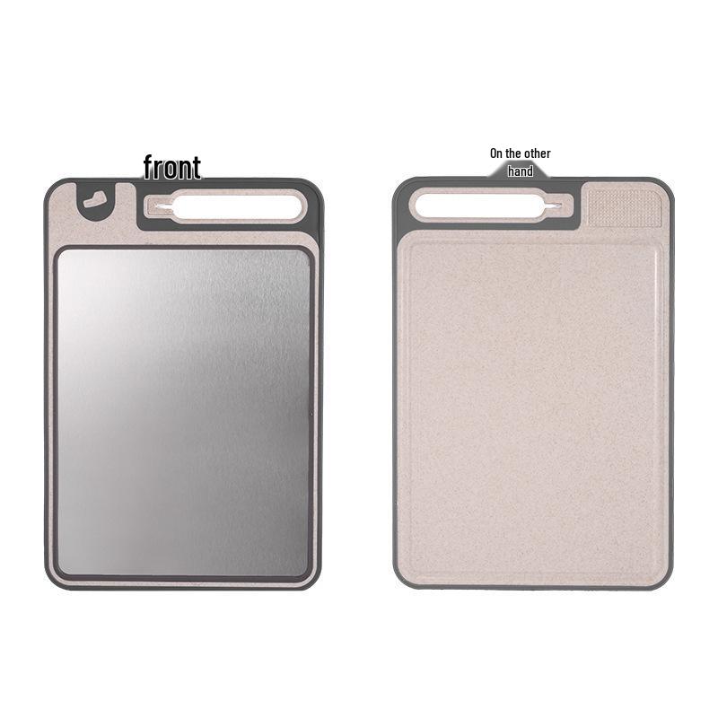 304 Stainless Steel & Titanium Antibacterial Cutting Board - Thickened Design for Fruits, Vegetables, Wheat Straw Material.