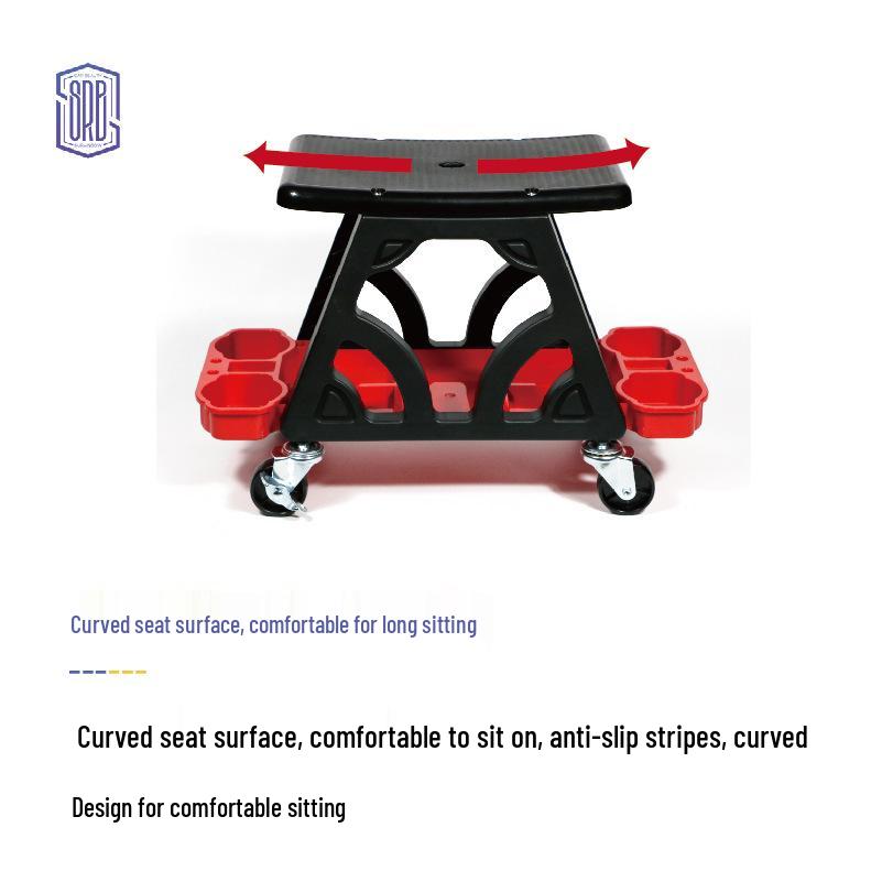 Multifunctional Detailing Stool with Swivel Wheels for Car Care and Tool Storage