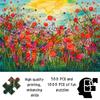 500/1000pcs Jigsaw Puzzle Suitable for & Families - Challenging Rectangular Brain with Red Flowers, Wild Fields Landscape, Sunset Hues & Golden Dome -