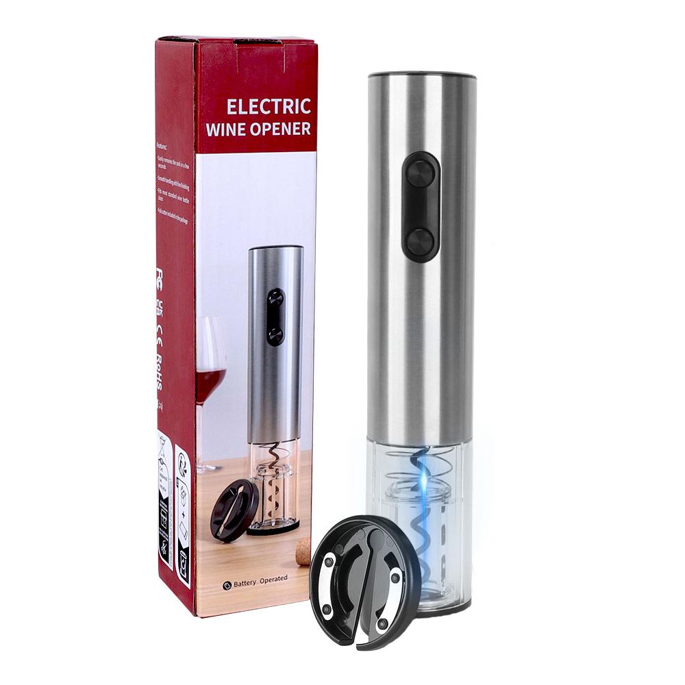 Electric Wine Bottle Opener With Foil Cutter Stainless Steel Battery Operated Wine Opener Set Automatic Corkscrew for Party Tool