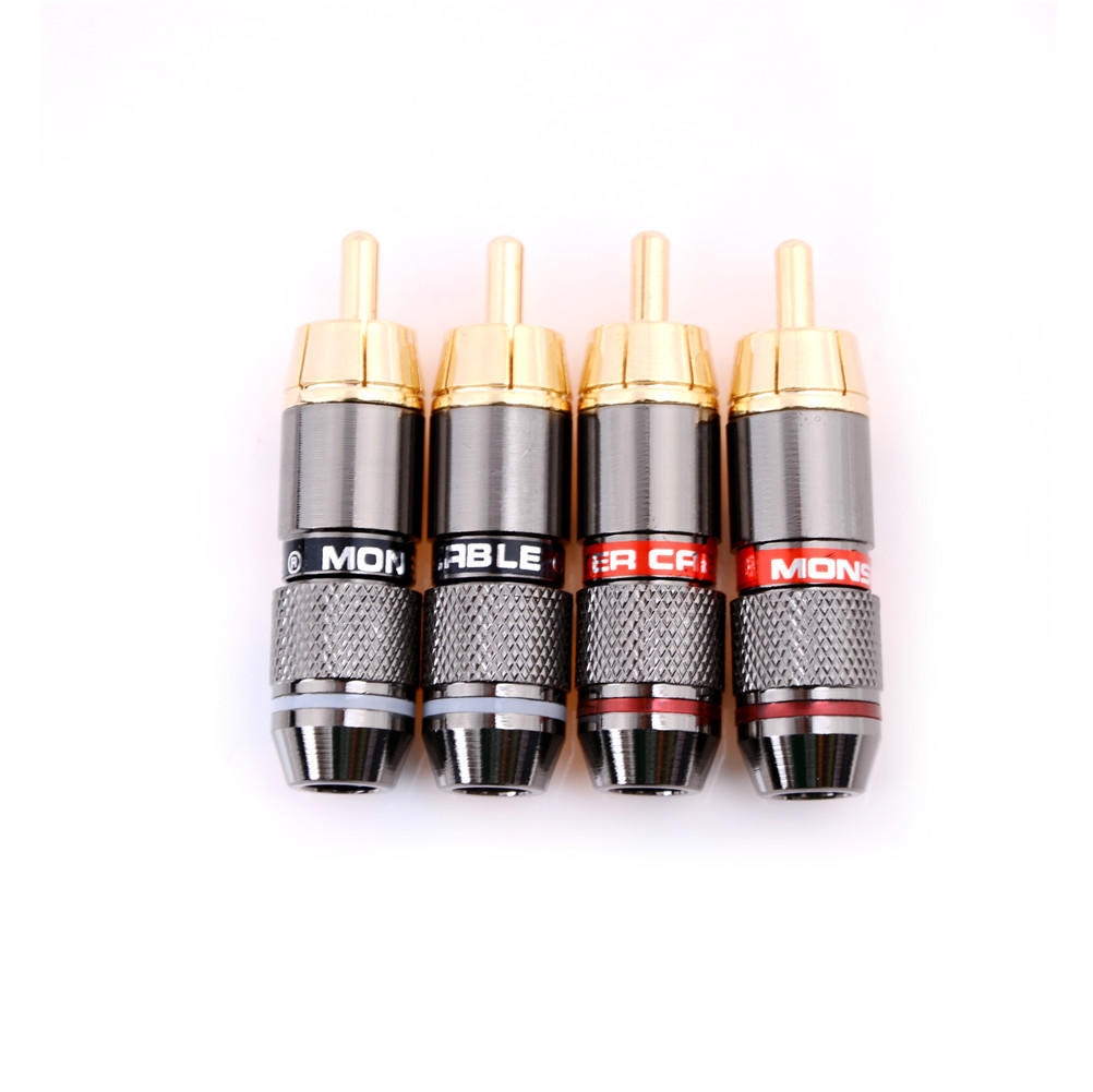 4 шт. RCA Hi-Fi позолоченный медный штекер аудиоразъем 1