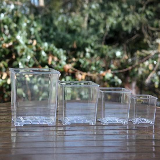 Flowerpot Acrylic Transparent Orchid Planter Breathable Hydrophobic Bottom Drainage Plant Pot Tuber Growth Planter