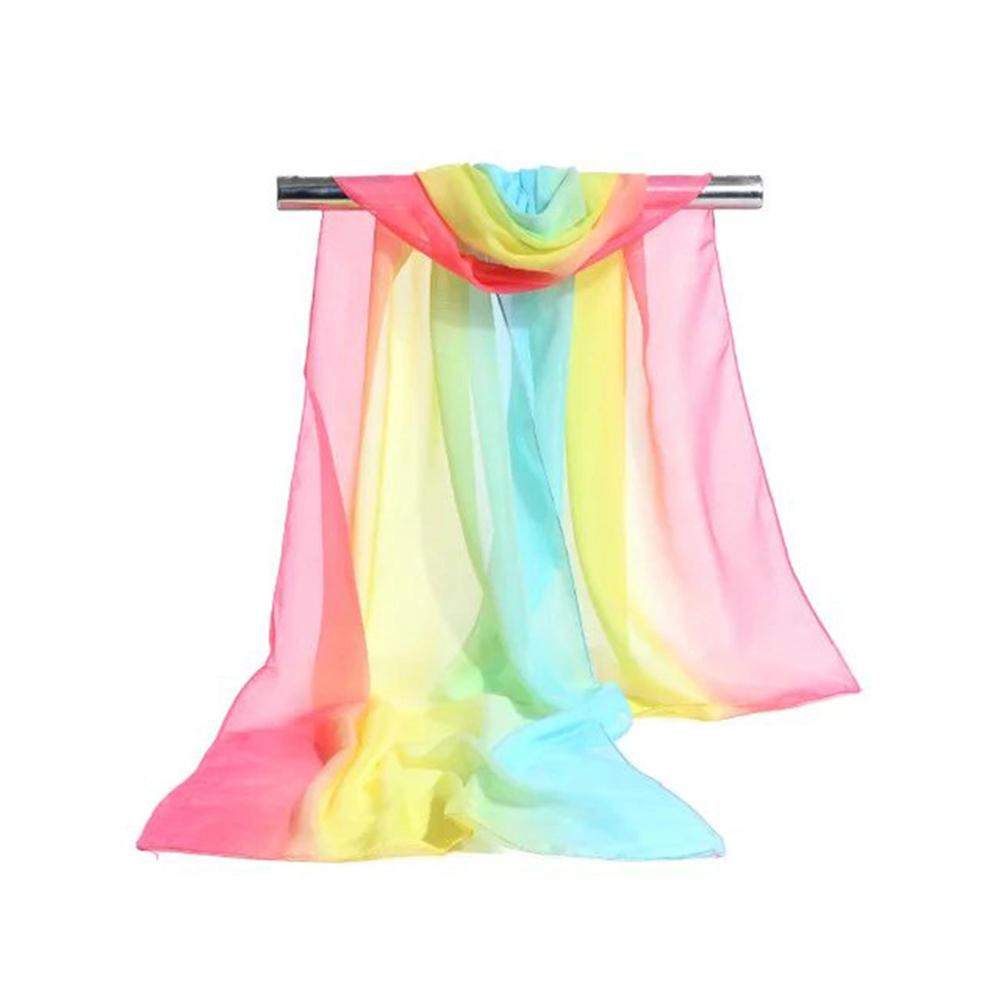 Women Ladies Chiffon Gradient Scarf Shawl Beach Towel Silk Scarf  Photo Props