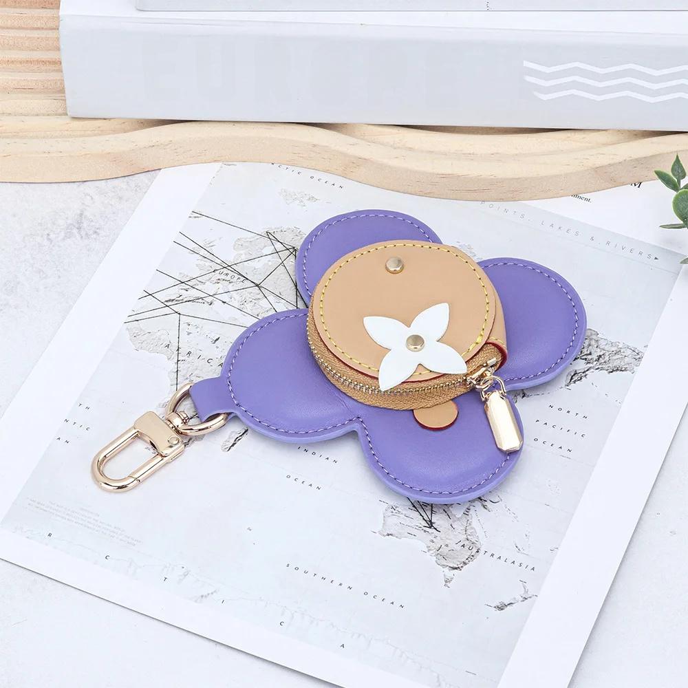 Hanging Ornaments Pendants Fashion Real Leather Women's Bag Charm Sunflower Design Small Bag Buckle Accessory Keychain Jewelry