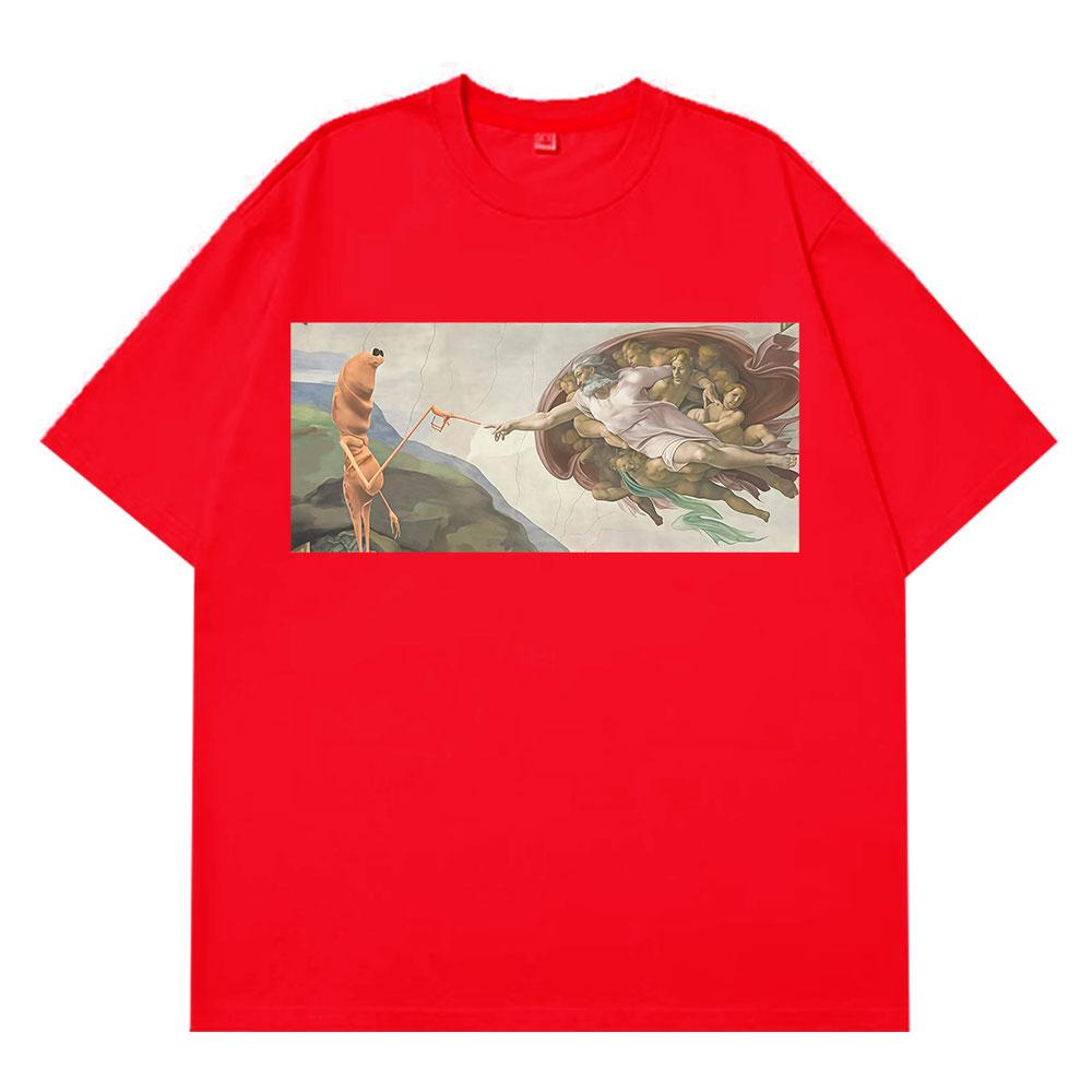 Funny Marcus The Worm Creation of Adam Funny Meme T Shirt Men Women Classic Fashion Tshirt Harajuku Cotton Hiphop Tshirts Top