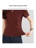 Xin Ge Burgundy Slimming Short-Sleeve High-Waist Women's T-shirt