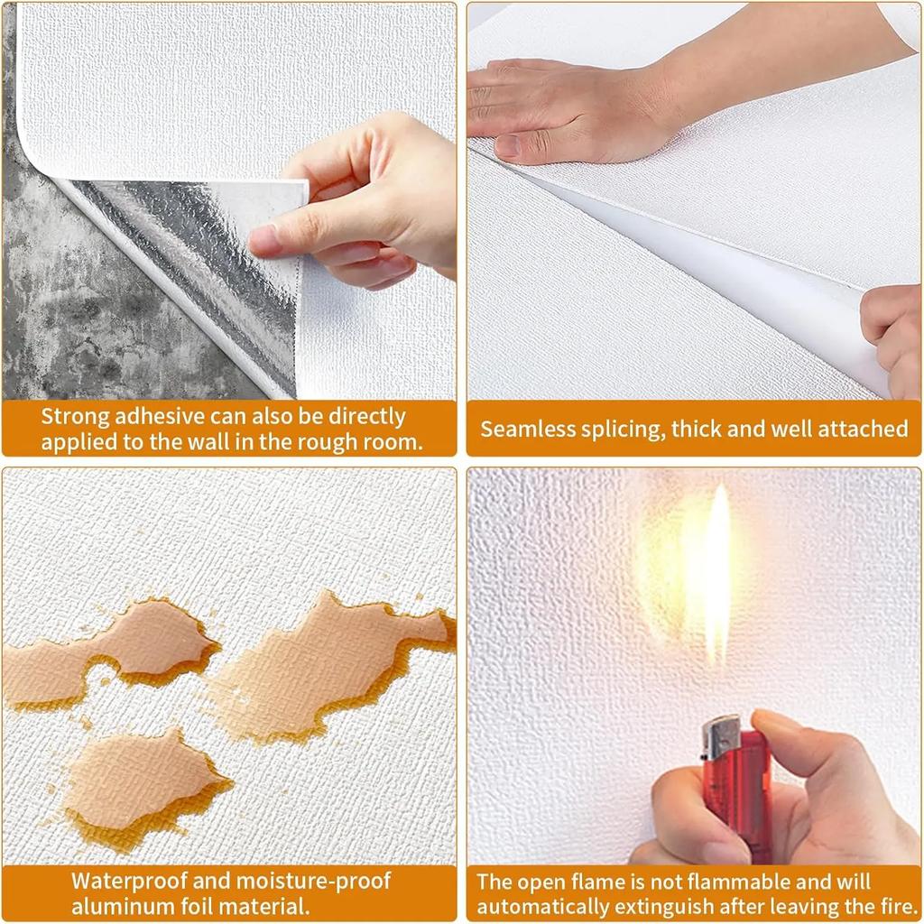 3D Self-Adhesive Linen Wallpaper Continuous Waterproof Wall Stickers Living Room Bedroom Kitchen Cabinet Waterproof Wall Sticker