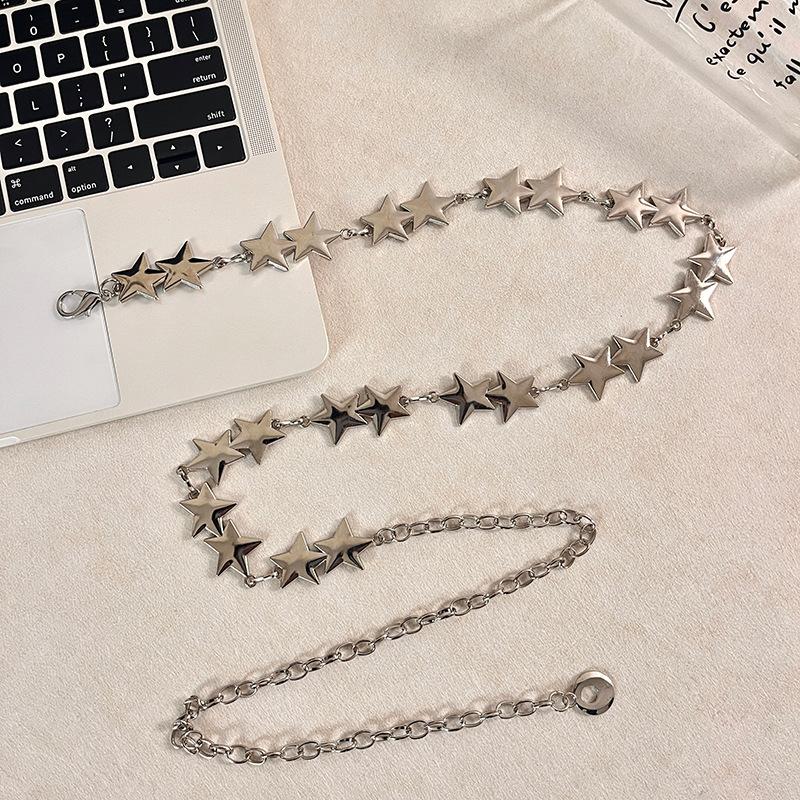 Vintage Metall Stern Taillenkette Damen Accessoires Jeans Kurzer Rock Gürtel Dekoratives Kleid Tide