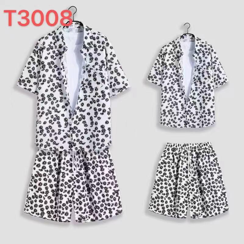 Hawaiian Floral Beach Set: Men's Loose-Fit Plus Size Short Sleeve Shirt & Casual Shorts