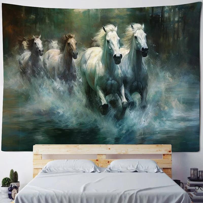 VIKAMA Mandala Tapestry 3D Horse Visual Illusion Large Geometric Wall Hanging Bohemian Hippie Home Art Decor for Bedroom