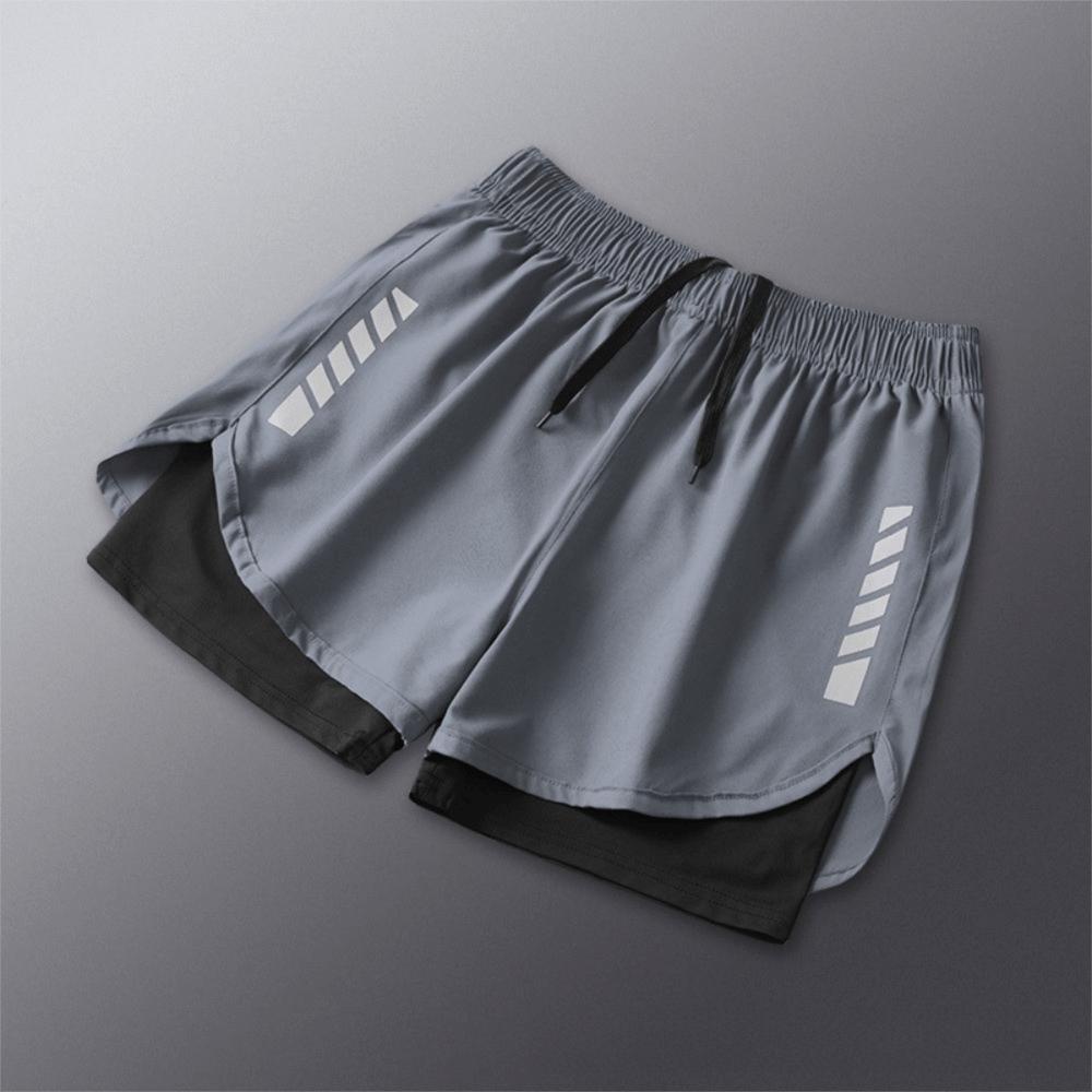 Lightweight Double Layer Athletic Shorts Inner Liner Drawstring Sports Shorts Pants Quick Dry Men Swim Trunks Summer