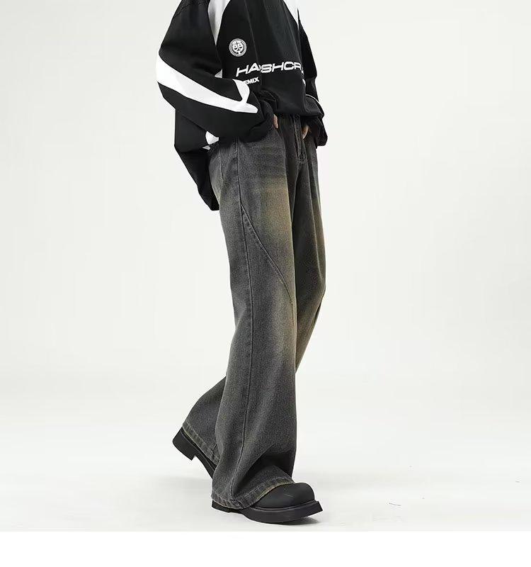 Men's American Retro Wide-Leg Cleanfit Jeans - Autumn/Winter Flared Style