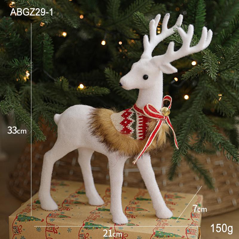 Gangheng White Reindeer Plush Doll Christmas Decorations for Home, Mall Window Display, and Tree Ornaments