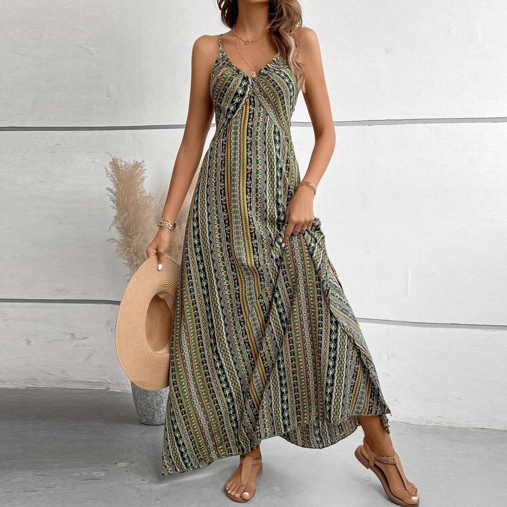 Women Casual Sleeveless Summer Dresses Spring Patchwork Boho Floral Cocktail Party Dress