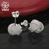 Fine 925 Sterling Silver Double Hoop Braided Stud Earrings Elegant Versatile Jewelry For Women Birthday Anniversaries Party Gift