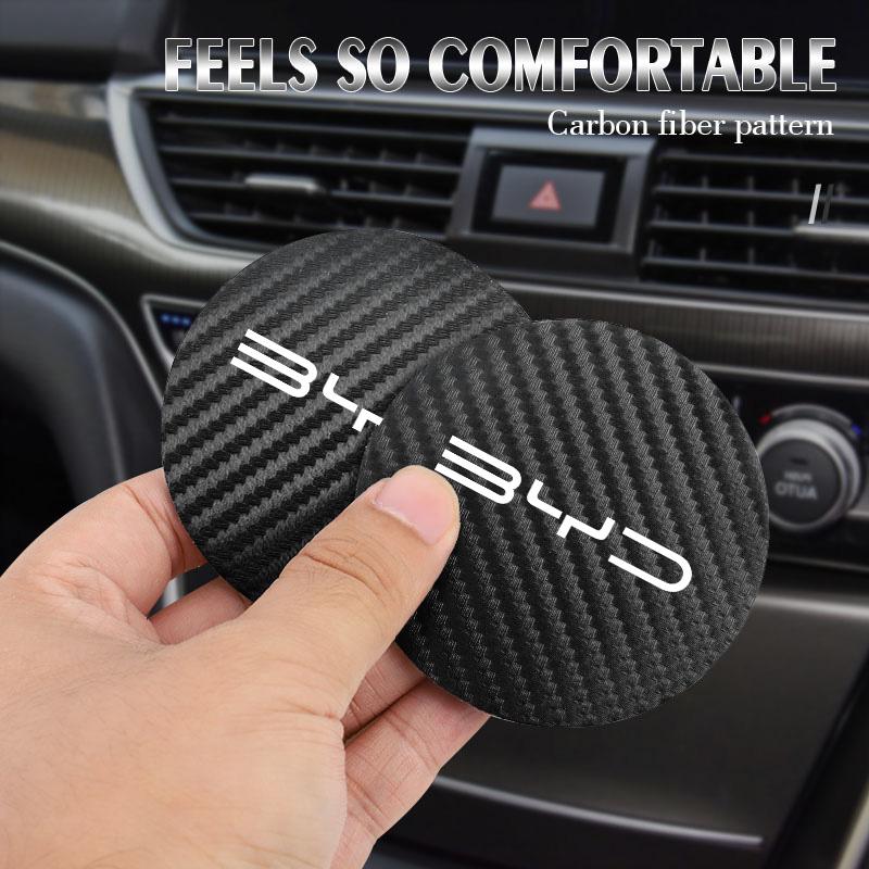 2Pcs Car Waterproof Coaster Non Slip Water Cup Pad Mat For BYD Atto 3 Yuan Plus Han Tang EV F3 E6 Dmi Song F0 Qin Pro G3 I3