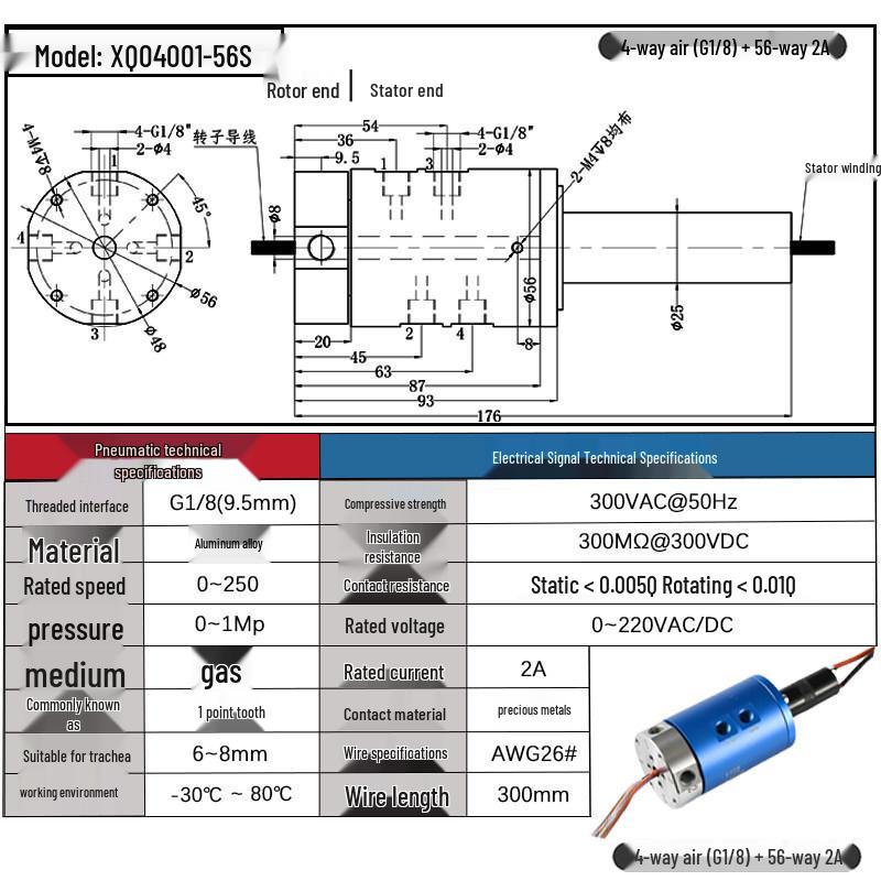 High-Speed 360° Pneumatic-Electric Slip Ring with Multi-Channel Gas-Liquid Integration