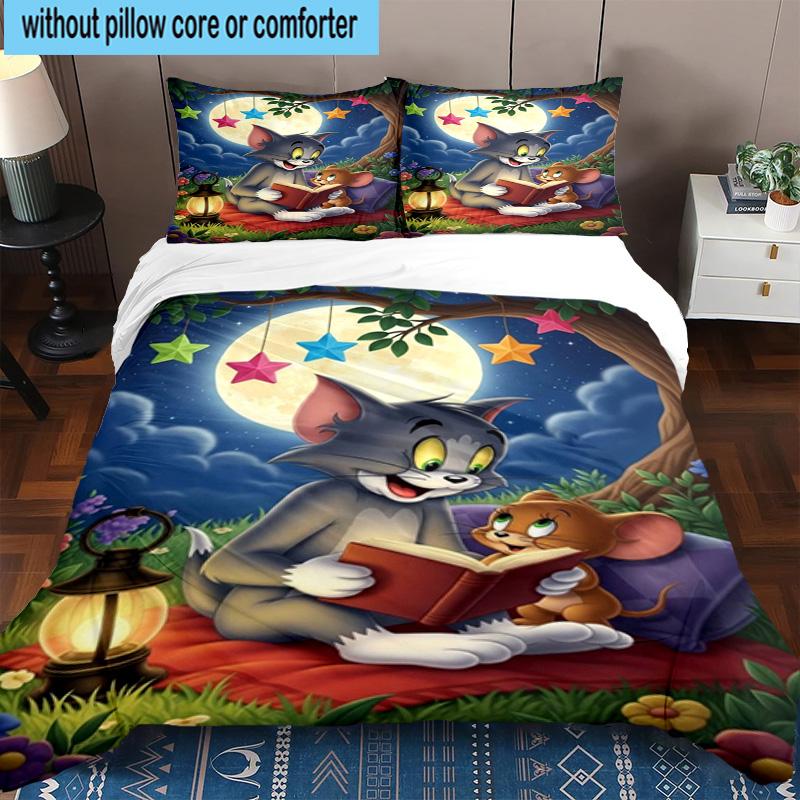 3PCS Cat and Mouse 3pcs Bedding,Including 3PCS Duvet Cover And 2pcs Pillowcases Perfect for Christmas,Ideal for Bedroom, Dormitory