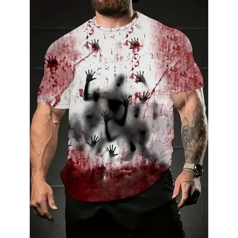 Halloween skull 3D printed men and women casual short-sleeved T-shirt round neck fashion trend super cool daily  men's  clothing
