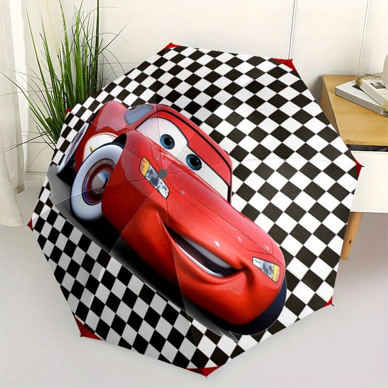 Disney Lightning McQueen Manual Opening and Closing Umbrella - 8-Rib Reinforced Folding Design, Lightweight