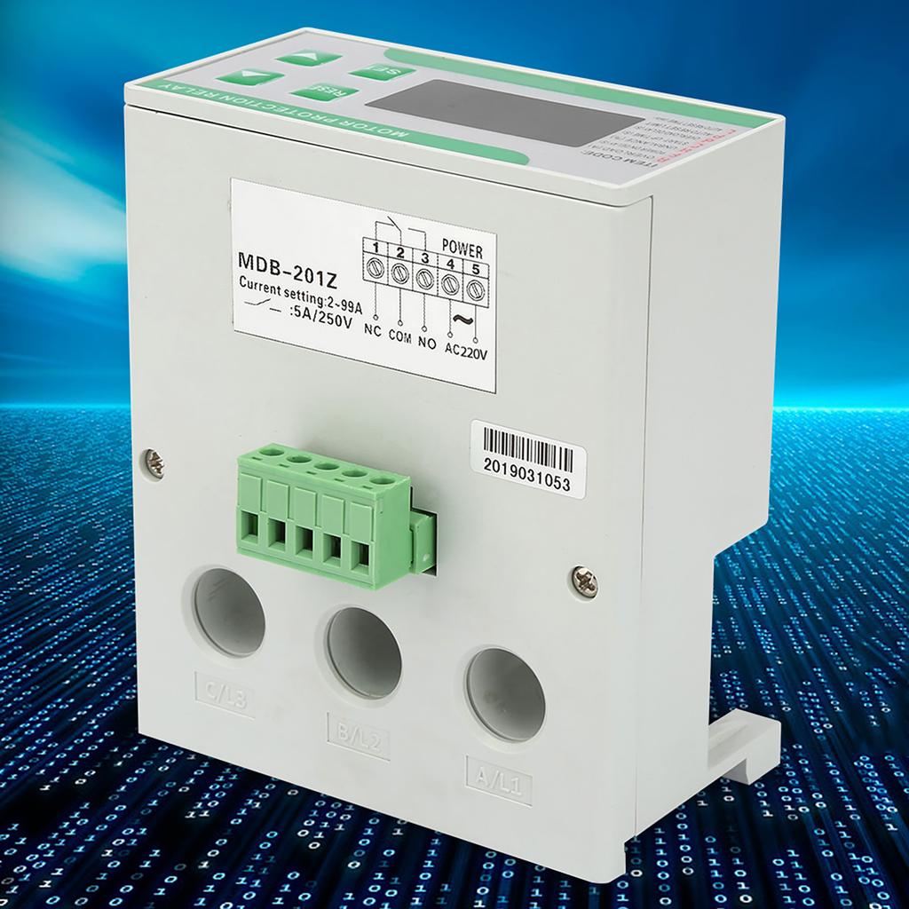 220V AC Digital Electric Motor Protector 2 99A Overload Phase Loss Protector with Display(220V)