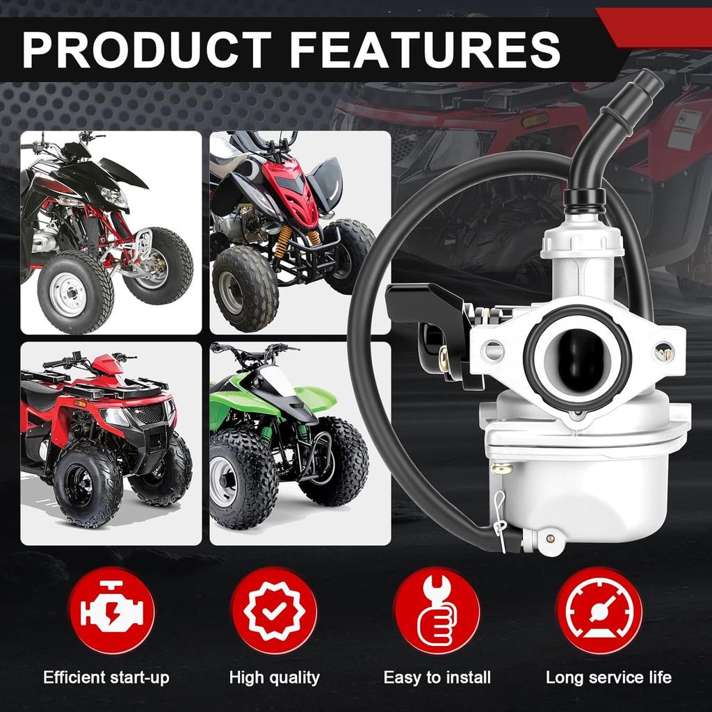 PZ19 Carburetor Kit for Chinese TaoTao 110cc 125cc 50cc 70cc 80cc 90cc ATV dirt bike go kart Coolster Apollo Baja Dirt Runner(black)