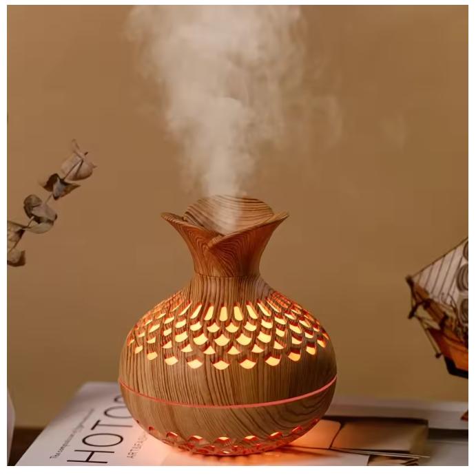 Wood Grain Vase Humidifier Household Electric Ultrasonic Air Humidifier Desktop Essential Oil Diffuser Air Purifier Home Room