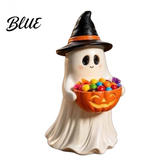 Small Figurines for Bedroom Resin Ghost Statue with Pumpkin Candy Bowl Halloween Table Decor Decorations Cute Desktop Organizer Living Room