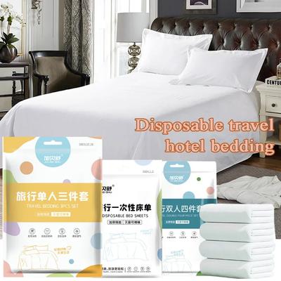 Ensemble de Draps de Lit Jetables Serviette Housse de Couette d'Hôtel Literie Anti-Salissure Taie d'Oreiller Housse de Couette Sale Essentiel de Voyage Portable