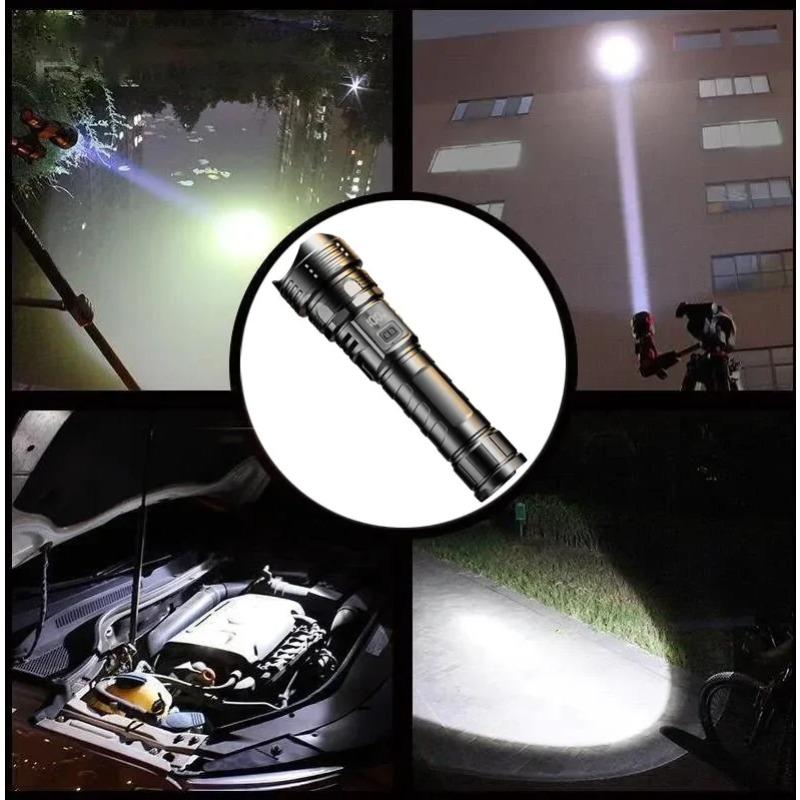 New Outdoor Strong Light LED Zoom Flashlights White Laser High Power Ultra Long Range Torch Rechargeable OLED Display Flashlight