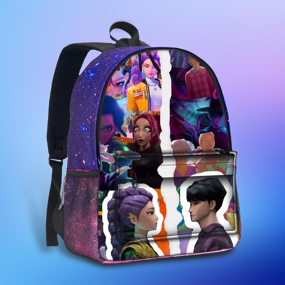 New Hunterx Kpop Starry Sky Backpack for Elementary and Middle School Students (Witch Hunter Girls Anime Cartoon Starry Sky Backpack) 6277