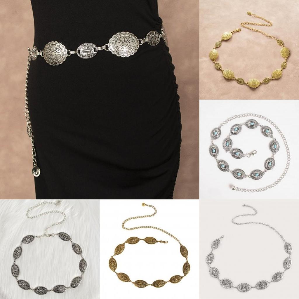 Inspired Metal Ethnic Waist Chain With Engraved Pattern For Women Outfits Casual