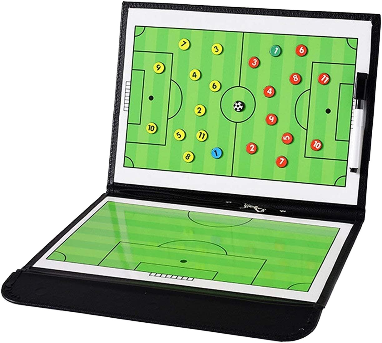 Professional Magnetic Soccer Tactics Board: Foldable Football Coaching Board with Markers, Dry-Erase Pen & Eraser Tri-Fold Soccer Tactics Board