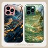 Kleurrijke golven blauw telefoonhoesje van gehard glas voor iPhone 16 Plus 15 14 13 12 Mini 11 Pro Max X XS XR 7 8 Plus 2022