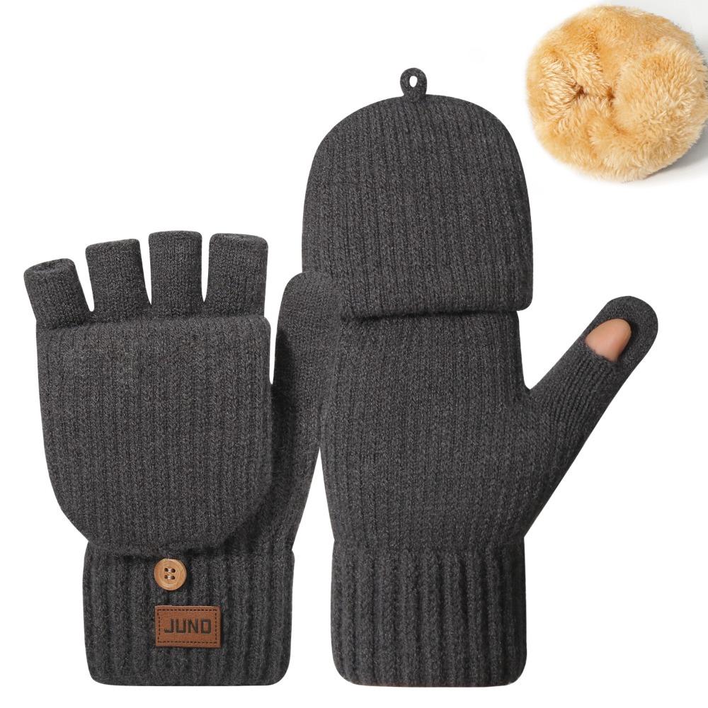Flip Top Knitted Fingerless Gloves Thermal Half Finger Gloves  for Women and Men