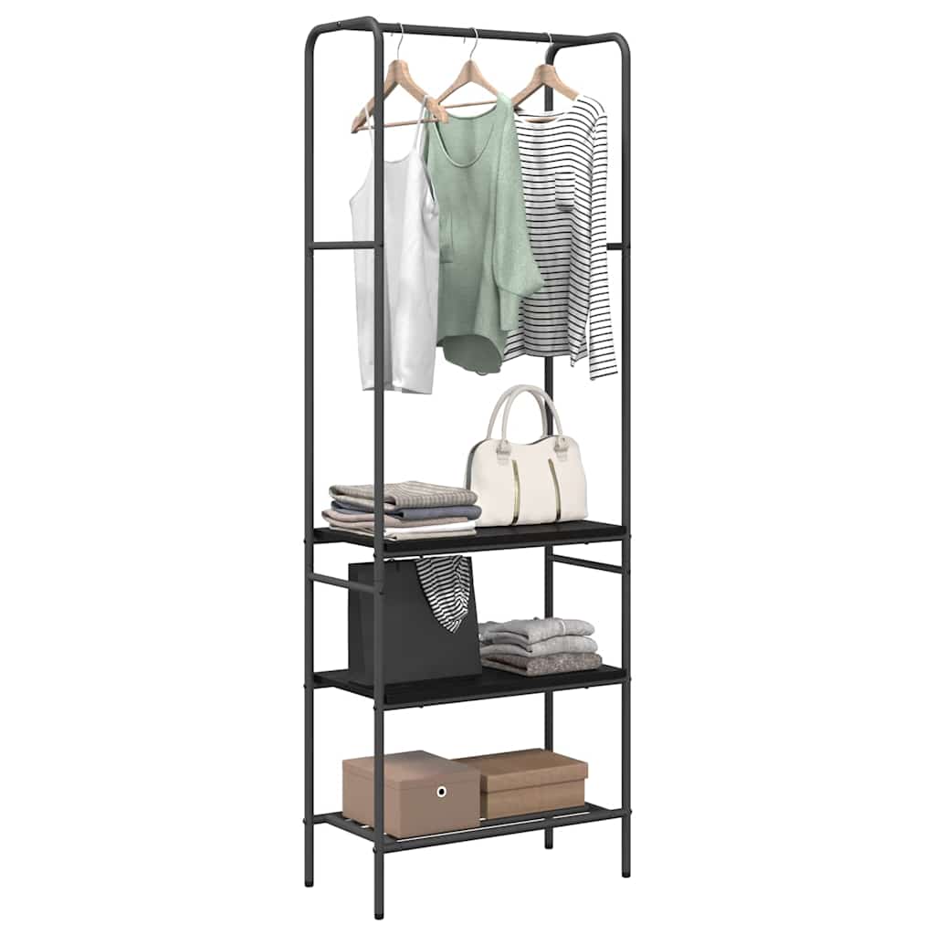 Clothing Rack with Shelf Black Oak Effect 60 X 30 X 171 Cm