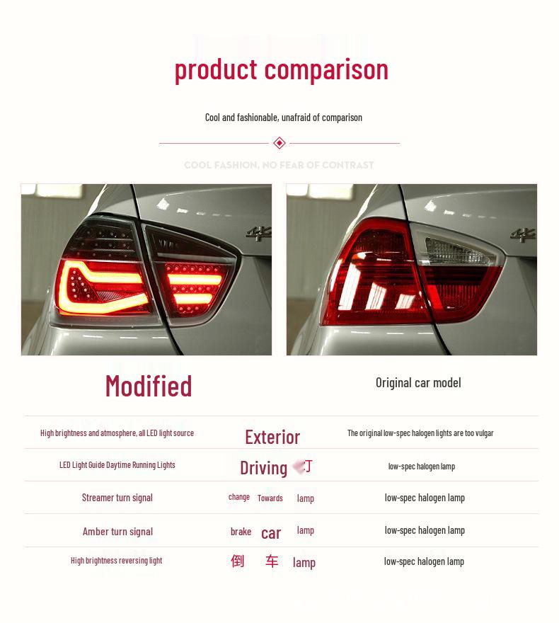 LED Taillight Assembly for BMW 3 Series E90 (05-08) with DRL & Turn Signal