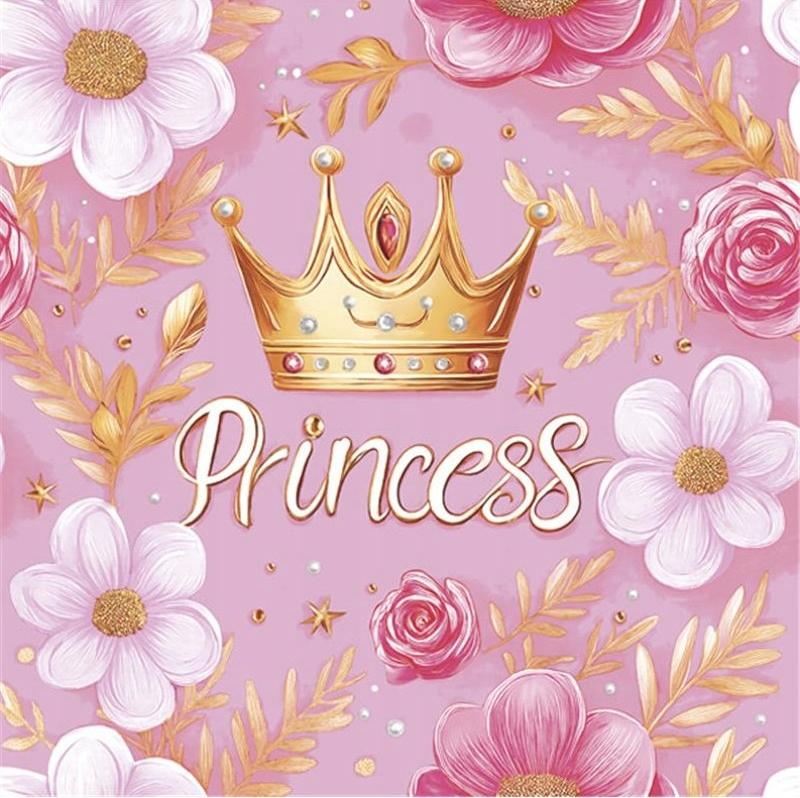 Serwetki Różowe Księżniczka Korona Princess Urodziny Party 33X33Cm 20Szt.