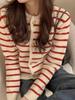 Women Fashion Striped Cardigan Casual Long Knitted Cardigan Women Sweater Coat New Cardigans Woman Clothes