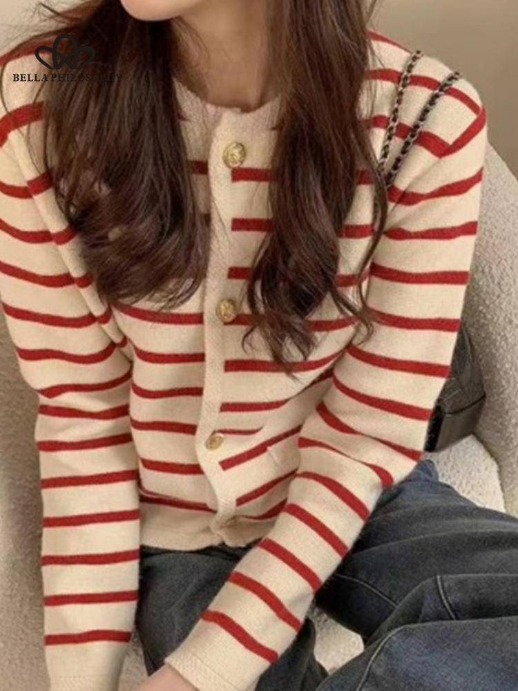 Women Fashion Striped Cardigan Casual Long Knitted Cardigan Women Sweater Coat New Cardigans Woman Clothes
