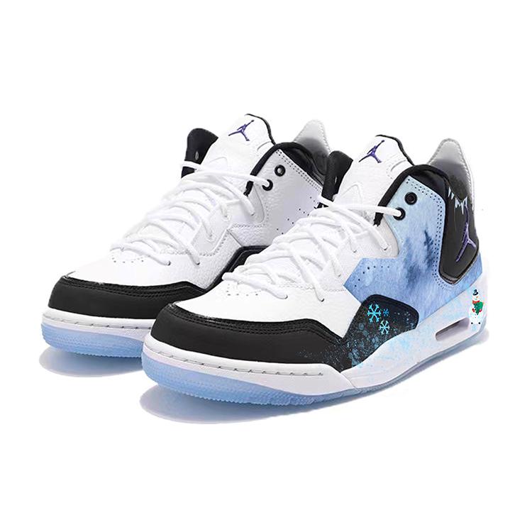 Jordan Courtside 23 Cushioning Slip Resistant Mid top Vintage Basketball Shoes GS Black White Blue AR1002-104(Team10-)